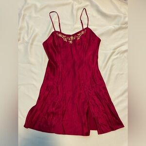 Vintage Victoria’s Secret 100% Silk Golden Embroidered Mini Slip Dress - S